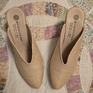 ERIC MICHAEL Womens Collete Woven Mule Jute Wedge Heel Espadrilles Beige Size 38